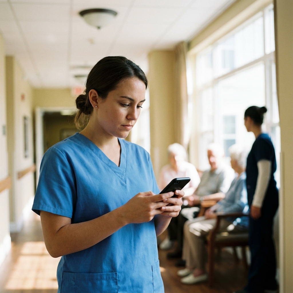 Caregiver checking priority tasks