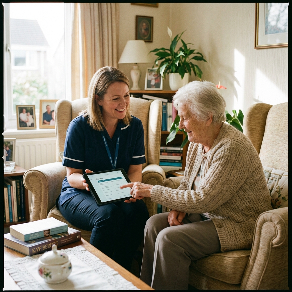 Care coordinator conducting assessment